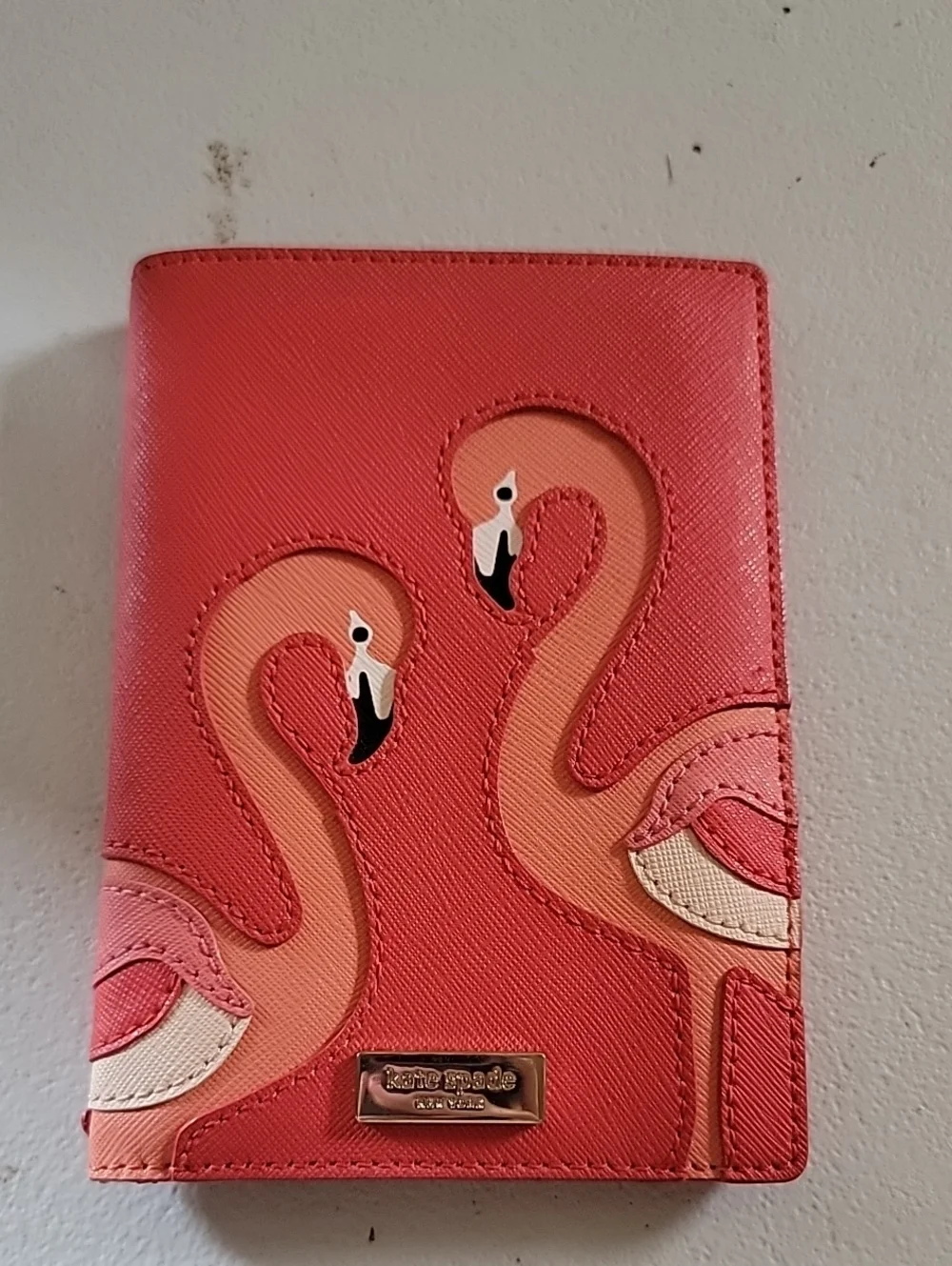 kate spade Take A Walk On The Wild Side Flamingo Leather Passport Holder